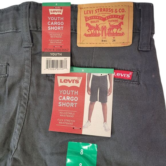 Levi's Youth Boy Cargo Shorts Adjustable Waistband Flex Stretch Gray Size 8 - Picture 5 of 10